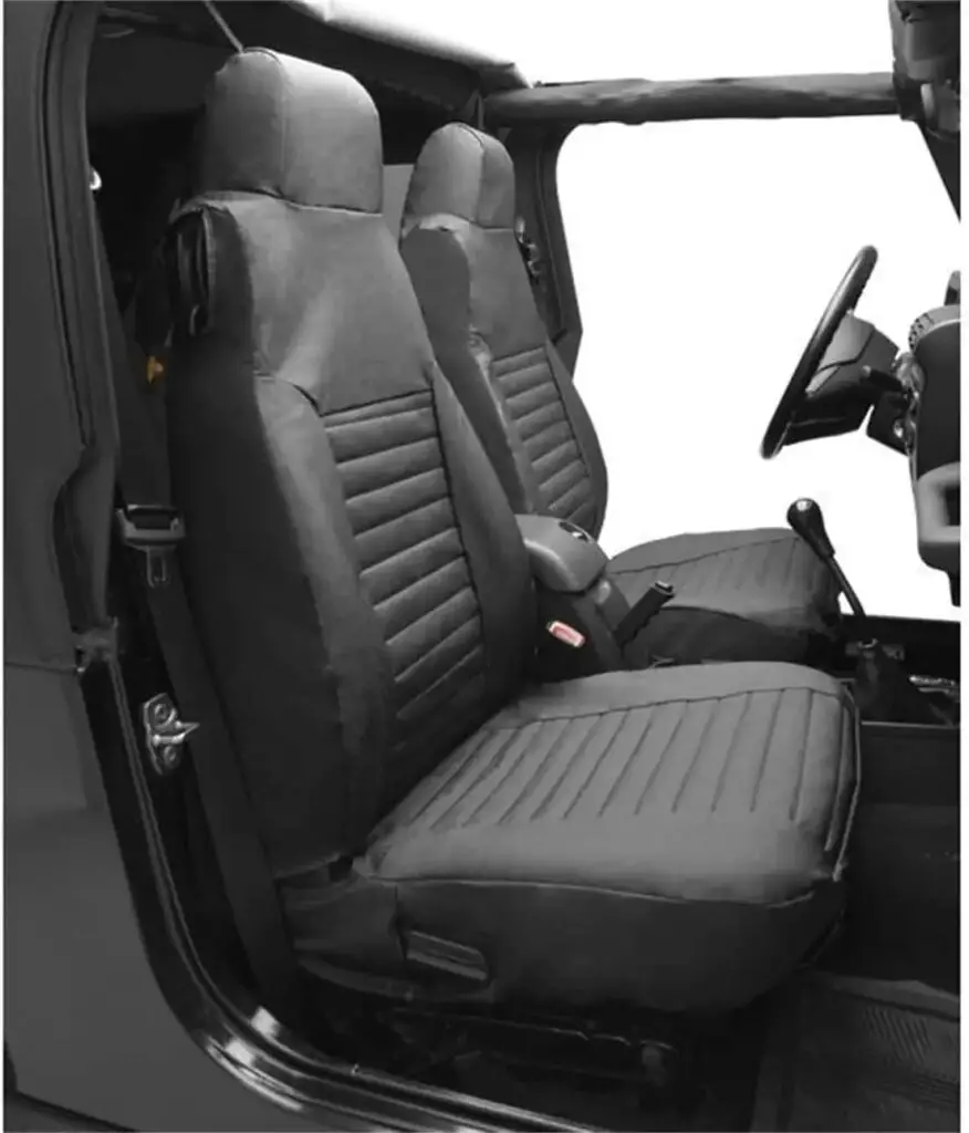 Black Denim Seat Covers for Front High Back Seats Jeep 1997 2002 Wrangler